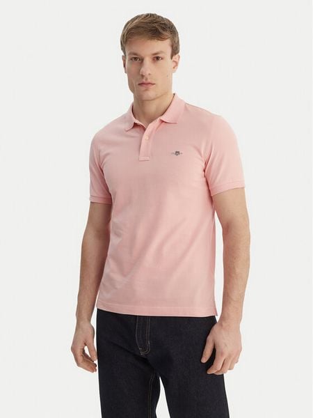 Gant Polo Shield 2220 Różowy Slim Fit. Czerwone koszulki polo męskie GANT, m, bez wzorów, bez ramiączek. Za 379.99 zł.