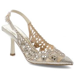 Sandały damskie S.Barski, cholewka ze skóry ekologicznej ażurowa konstrukcja z wycięciami na stabilnej szpilce, złote, SR61-0106. Żółte sandały damskie S.BARSKI, w ażurowe wzory, ze skóry ekologicznej, bez obcasa, na obcasie, bez zapięcia. Za 209.00 zł.