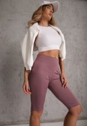 Fioletowe Szorty Bikery High Waist z Wyszczuplającym Pasem Briarrose. Fioletowe szorty sportowe damskie Renee, l, bez wzorów, casualowe, z podwyższonym stanem. Za 39.99 zł.