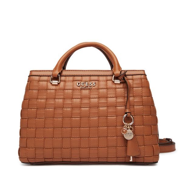 Torebka Guess. Brązowe torebki do ręki damskie Guess, z aplikacjami, bez dodatków. Za 487.99 zł.