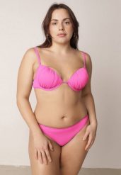 Fuksjowe Bikini Marszczony Biustonosz i Klasyczne Majtki Figi Mhyrera. Czerwone bikini damskie Born2be, na lato, plus size, bez wzorów, plus size. Za 99.99 zł.