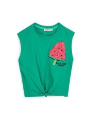 Original Marines Top DFP3202CF Zielony Regular Fit. Zielone t-shirty i topy dla dziewczynek Original Marines, bez wzorów, z bawełny, bez ramiączek. Za 39.99 zł.