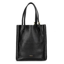 Skórzana torba shopper damska FL27 Fiore czarna. Czarne torebki shopper damskie bez wzorów, ze skóry, duże, bez dodatków. Za 296.99 zł.