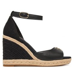 Espadryle Tommy Hilfiger. Czarne sandały damskie Tommy Hilfiger, bez wzorów, bez obcasa, bez zapięcia. Za 449.99 zł.