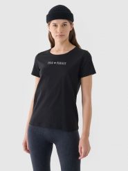 4F T-shirt regular gładki damski - czarny S. Czarne koszulki sportowe damskie 4f, s, bez wzorów, z bawełny, klasyczne, bez kołnierzyka. W wyprzedaży za 19.99 zł.