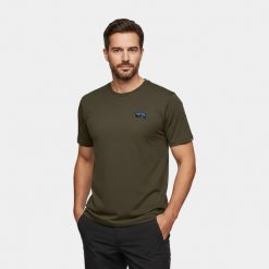 Koszulka męska merino Alpinus Otago. Zielone koszulki sportowe męskie Alpinus, m, bez wzorów, z wełny, bez kołnierzyka, bez ramiączek, trekkingowe. Za 149.00 zł.