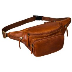 Męska brązowa skórzana nerka na biodra lub przez ramię crossbody modna mała saszetka - Peterson. Brązowe saszetki męskie Peterson, ze skóry, klasyczne, małe. Za 147.99 zł.