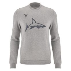 Bluza Sale Sharks 2024/25. Szare bluzy męskie Macron, bez wzorów, z dresówki, bez kaptura. Za 311.00 zł.