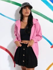 Bluza rozpinana - różowy. Czerwone bluzy damskie Sinsay, l, bez wzorów. W wyprzedaży za 29.99 zł.