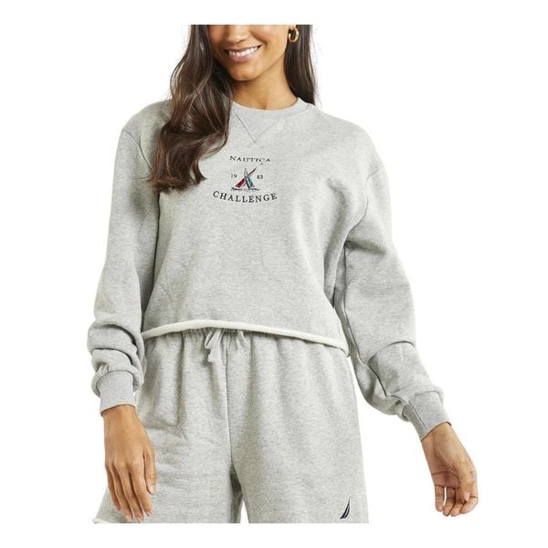 Sweter Damski Nautica Belcarra. Szare swetry damskie Nautica, bez wzorów, z bawełny, casualowe, bez kołnierzyka, bez ramiączek, bez kaptura. Za 319.00 zł.