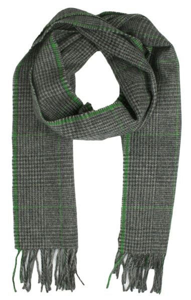 Szalik Wełniany z Frędzlami, Szaro-Zielony w Kratkę, Ciepły, Męski -V. FRAAS. Szare szaliki męskie V. Fraas, na zimę, bez wzorów, z materiału. Za 85.00 zł.