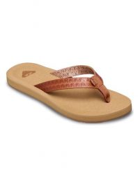 Sandały dla Kobiety PORTO MOTIF Beżowy. Brązowe sandały damskie Roxy, bez wzorów, z materiału, bez obcasa, bez zapięcia. Za 129.99 zł.