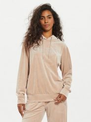 Guess Bluza V4RQ25 KBXI2 Beżowy Regular Fit. Brązowe bluzy damskie Guess, xs, z aplikacjami, z syntetyku, bez kaptura. Za 179.99 zł.