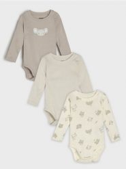 Bawełniane body z nadrukiem 3 pack - szary. Szare body niemowlęce Sinsay, bez wzorów, z bawełny, bez ramiączek. Za 29.99 zł.