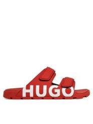 HUGO Klapki Evander 50542042 Czerwony. Czerwone klapki męskie Hugo, ze skóry. Za 379.99 zł.