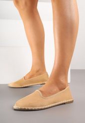 Ciemnobeżowe Espadryle Balerinki z Ozdobnymi Przeszyciami Firavione. Brązowe espadryle damskie Born2be, na lato, bez wzorów, klasyczne, bez obcasa, bez zapięcia. Za 44.99 zł.