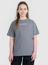 4F T-shirt oversize z nadrukiem dziewczęcy - szary 146 (10-11 lat). Szare t-shirty i topy dla dziewczynek 4f, bez wzorów, z bawełny, bez ramiączek. W wyprzedaży za 29.99 zł.