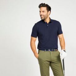 Koszulka polo do golfa z krótkim rękawem męska Inesis MW500. Brązowe buty sportowe męskie INESIS, z bawełny, bez zapięcia, na golfa. Za 59.99 zł.