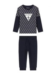 Guess Komplet bluzka i spodnie N6YG02 K4077 Granatowy Regular Fit. Niebieskie spodnie materiałowe dla chłopców Guess, z aplikacjami, z bawełny. Za 214.99 zł.