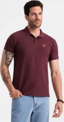 Ombre Męska jednokolorowa koszulka polo BASIC z dzianiny pique - bordowa V10 OM-POBS-0100 M. Czerwone koszulki polo męskie Ombre, m, bez wzorów, z dzianiny, bez ramiączek. Za 79.99 zł.