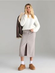 Spódnica midi - wielobarwny. Spódnice damskie Sinsay, l, bez wzorów, z materiału, midi, dopasowane. Za 59.99 zł.