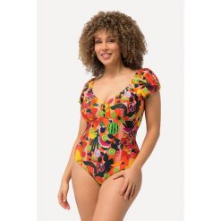 Damski Kostium kąpielowy owoce miękkie miseczki bufiaste rękawy. Brązowe kostiumy jednoczęściowe damskie Ulla Popken, plus size, bez wzorów, z elastanu, sportowe, plus size, do pływania. Za 244.99 zł.