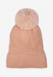 Różowa Czapka z Futrzanym Pomponem Oibti. Czerwone czapki i kapelusze damskie Born2be, bez wzorów, z dzianiny. Za 29.99 zł.