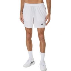 7-calowe spodenki Asics Court. Białe krótkie spodenki sportowe męskie Asics, m, bez wzorów, z materiału, tenisowe. Za 217.50 zł.