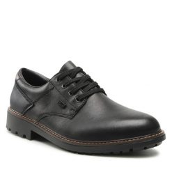Półbuty Rieker. Czarne eleganckie półbuty Rieker, bez zapięcia. Za 339.99 zł.