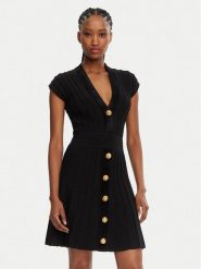 Balmain Sukienka dzianinowa DF0R7086KH64 Czarny Regular Fit. Czarne sukienki damskie Balmain, bez wzorów, z dzianiny, bez kołnierzyka, bez ramiączek. Za 7,559.00 zł.