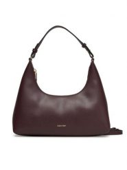 Calvin Klein Torebka Foil Logo Conv Shoulder Bag LV04F3272G Bordowy. Czerwone torebki do ręki damskie Calvin Klein, bez wzorów, ze skóry, bez dodatków. Za 359.99 zł.