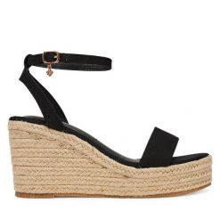 Espadryle DeeZee. Czarne sandały damskie DeeZee, bez wzorów, bez obcasa, bez zapięcia. Za 139.99 zł.
