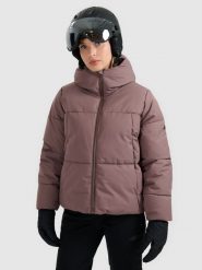 4F Kurtka narciarska membrana 5000 damska - brązowa L. Brązowe kurtki damskie 4f, na zimę, l, bez wzorów, bez kaptura. Za 499.99 zł.