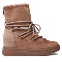 Botki Jenny Fairy. Brązowe botki damskie Jenny Fairy, bez obcasa, na koturnie, bez zapięcia. Za 139.99 zł.