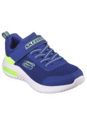 Buty sportowe Sneakersy chłopięce, Bounder-Tech. Niebieskie trampki i tenisówki chłopięce Skechers, bez wzorów, z materiału, sportowe, przed kostkę, bez zapięcia. Za 159.99 zł.