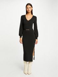 Morgan Sukienka dzianinowa 232-RMROSA Czarny Slim Fit. Czarne sukienki damskie Morgan, xl, bez wzorów, z dzianiny, bez kołnierzyka, bez ramiączek. Za 449.99 zł.