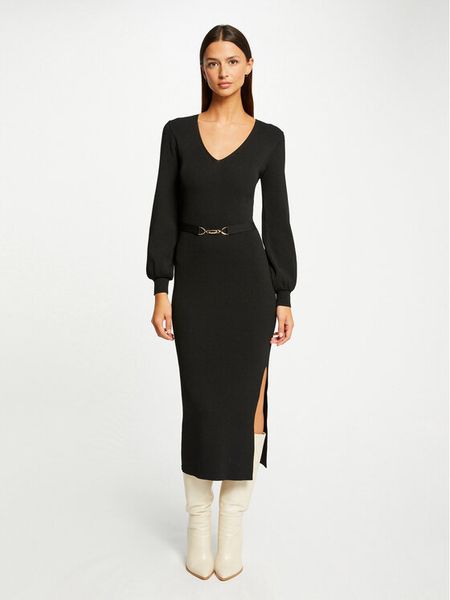 Morgan Sukienka dzianinowa 232-RMROSA Czarny Slim Fit. Czarne sukienki damskie Morgan, xl, bez wzorów, z dzianiny, bez kołnierzyka, bez ramiączek. Za 449.99 zł.