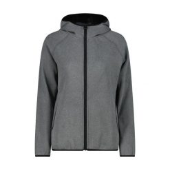 Bluza z kapturem z melanżowej dzianiny damska CMP Knit Tech. Szare bluzy damskie CMP, m, bez wzorów, z dzianiny, z kapturem. Za 303.00 zł.