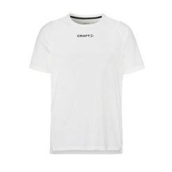 Craft Rush 2.0 SS Tee M – Lekka koszulka treningowa z poliestru z recyklingu. Białe koszulki sportowe męskie Craft, l, bez wzorów, z materiału, bez kołnierzyka, bez ramiączek, na fitness i siłownię. Za 128.30 zł.