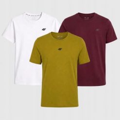 ZESTAW KOSZULEK MĘSKICH 4F KOMPLET 3PAK T-SHIRT. T-shirty męskie 4f, m, bez wzorów, z bawełny, sportowe, bez kołnierzyka. Za 117.99 zł.