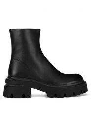 Badura Botki WFA3116-1Z Czarny. Czarne botki damskie Badura, ze skóry, bez obcasa, na słupku, bez zapięcia. Za 299.99 zł.