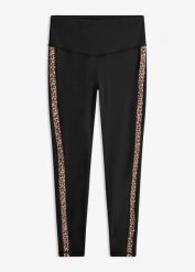 Legginsy sportowe. Czarne legginsy damskie bonprix, bez wzorów. Za 124.99 zł.
