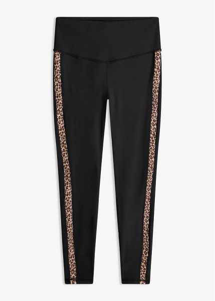 Wygodne legginsy sportowe, szybkoschnące. Czarne legginsy damskie bonprix, bez wzorów. Za 109.99 zł.
