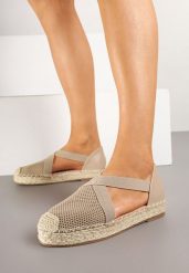 Ciemnobeżowe Plecione Espadryle z Ozdobnymi Paskami Morithia. Brązowe espadryle damskie Renee, na lato, bez wzorów, eleganckie, bez obcasa, na płaskiej podeszwie, bez zapięcia. Za 69.99 zł.