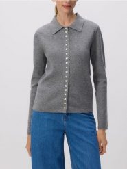 Kardigan z ozdobnymi guzikami - szary. Szare kardigany damskie Reserved, l, bez wzorów, z dzianiny. Za 129.99 zł.