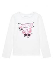 Guess Bluzka J5YI01 K6YW4 Biały Regular Fit. Białe bluzki dla dziewczynek Guess, z aplikacjami, z bawełny, bez kołnierzyka, bez ramiączek. Za 69.99 zł.