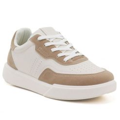 Półbuty sportowe damskie sneakersy kremowe Big Star UU274275. Białe półbuty damskie Big Star, bez wzorów, ze skóry ekologicznej, retro, bez obcasa, bez zapięcia. Za 149.99 zł.