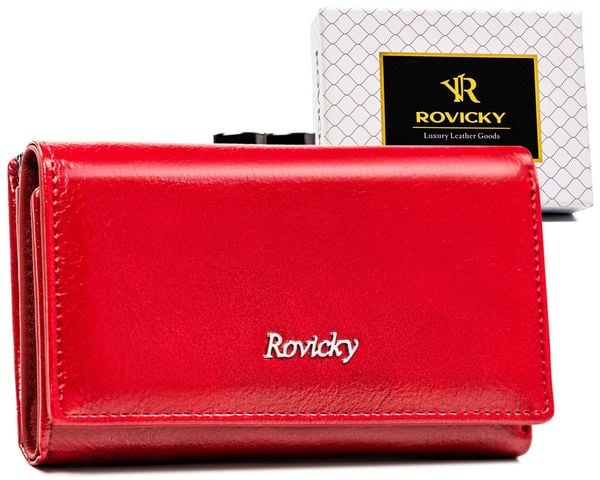 Portfel damski Rovicky RPX-23-ML czerwony. Czerwone portfele damskie ROVICKY, bez wzorów, ze skóry. Za 57.99 zł.