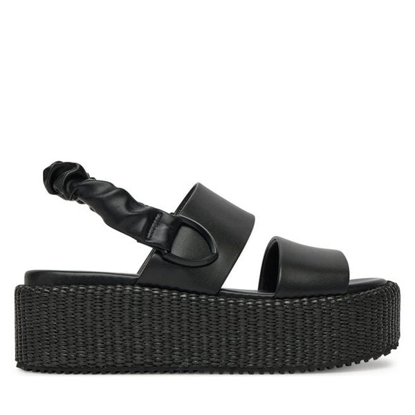 Sandały Blauer. Czarne sandały damskie Blauer, bez wzorów, bez obcasa, na koturnie, bez zapięcia. Za 259.99 zł.