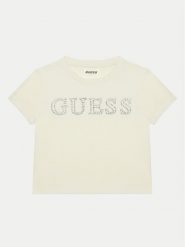Guess T-Shirt J4YI48 KBXI2 Écru Regular Fit. T-shirty i topy dla dziewczynek Guess, z aplikacjami, z syntetyku, bez ramiączek. Za 89.99 zł.